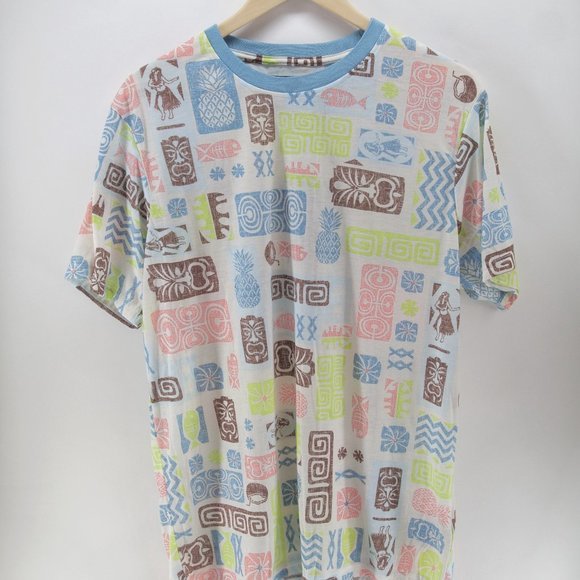 NEW‎ Good Vibes by Mens XL Blue Short Sleeve Crew Neck Ivory - Picture 1 of 6